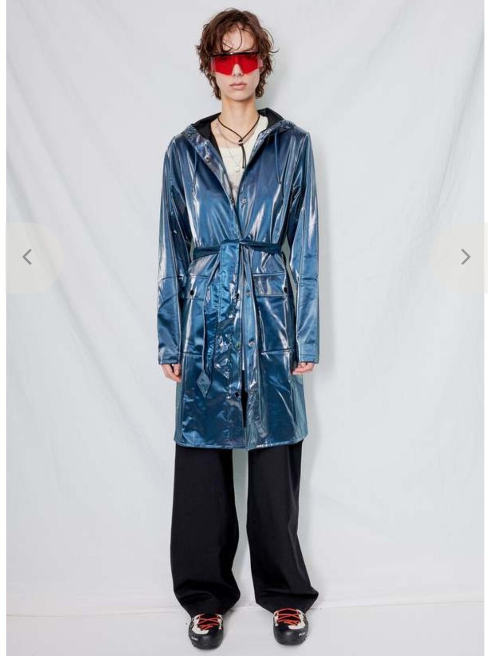 RAINS Metallic Sonic Blue Curve Waterproof Rain Jacket Size XS Like New